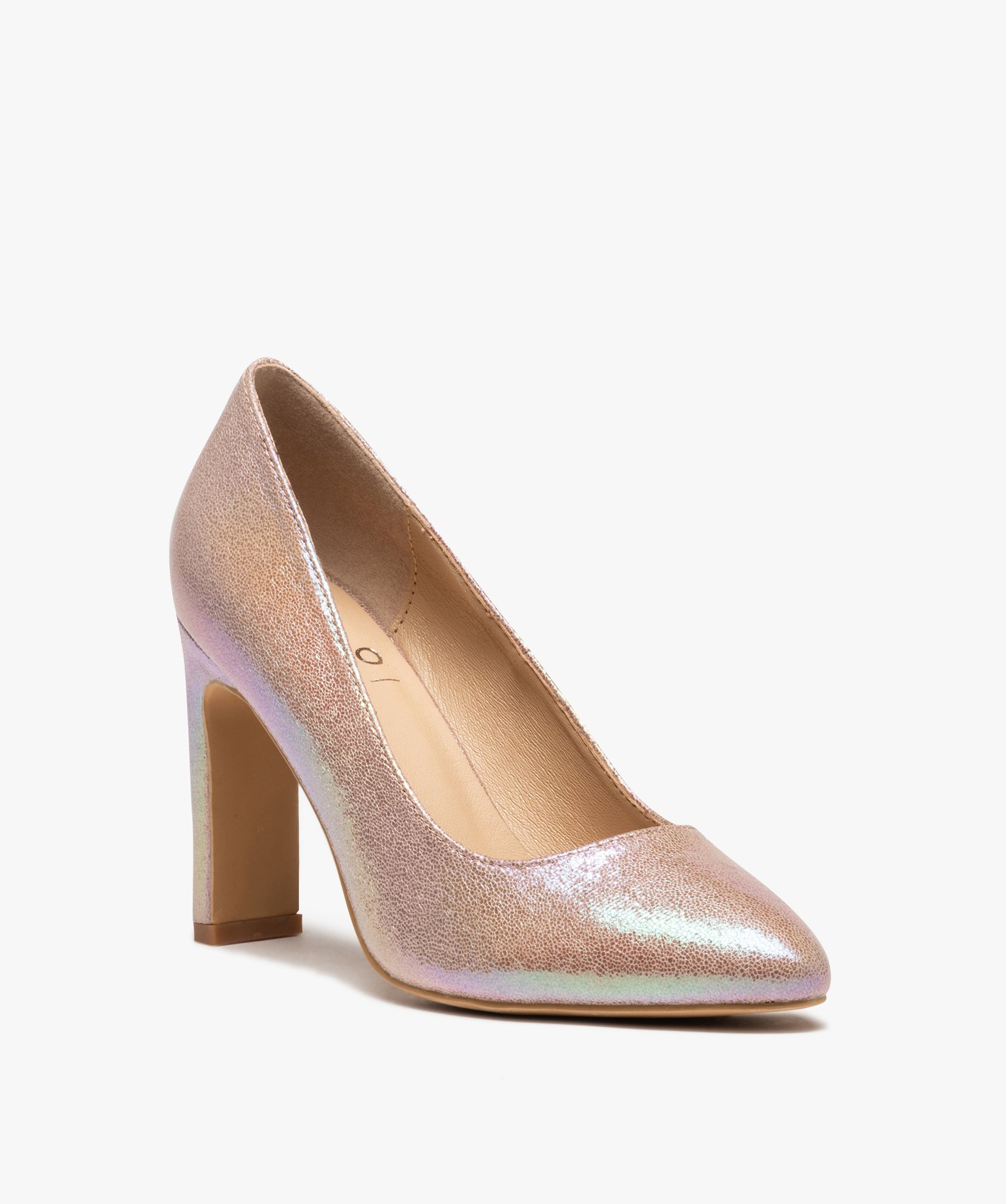 Escarpins femme à talon haut dessus irisé rose | GEMO