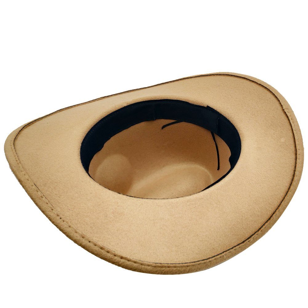 Yalion Cowboyhut Western Cowboyhut Herren Temperament Sämischleder Hut Hellbraun feine Accessoires