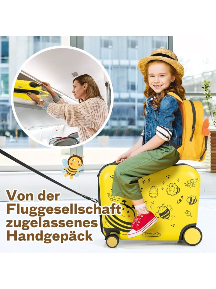 COSTWAY 2 tlg. Kinderkoffer Rucksack in Gelb günstig kaufen onesize