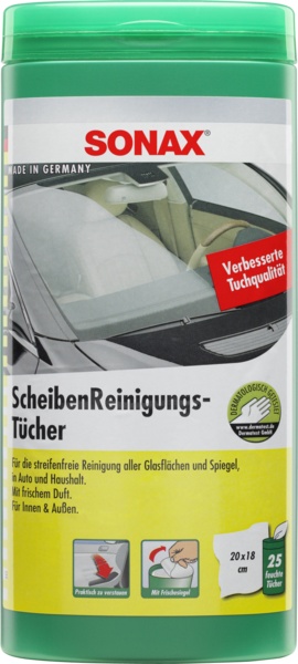 SONAX 412000 ScheibenReinigungsTücher Box 25 Stück - ATU