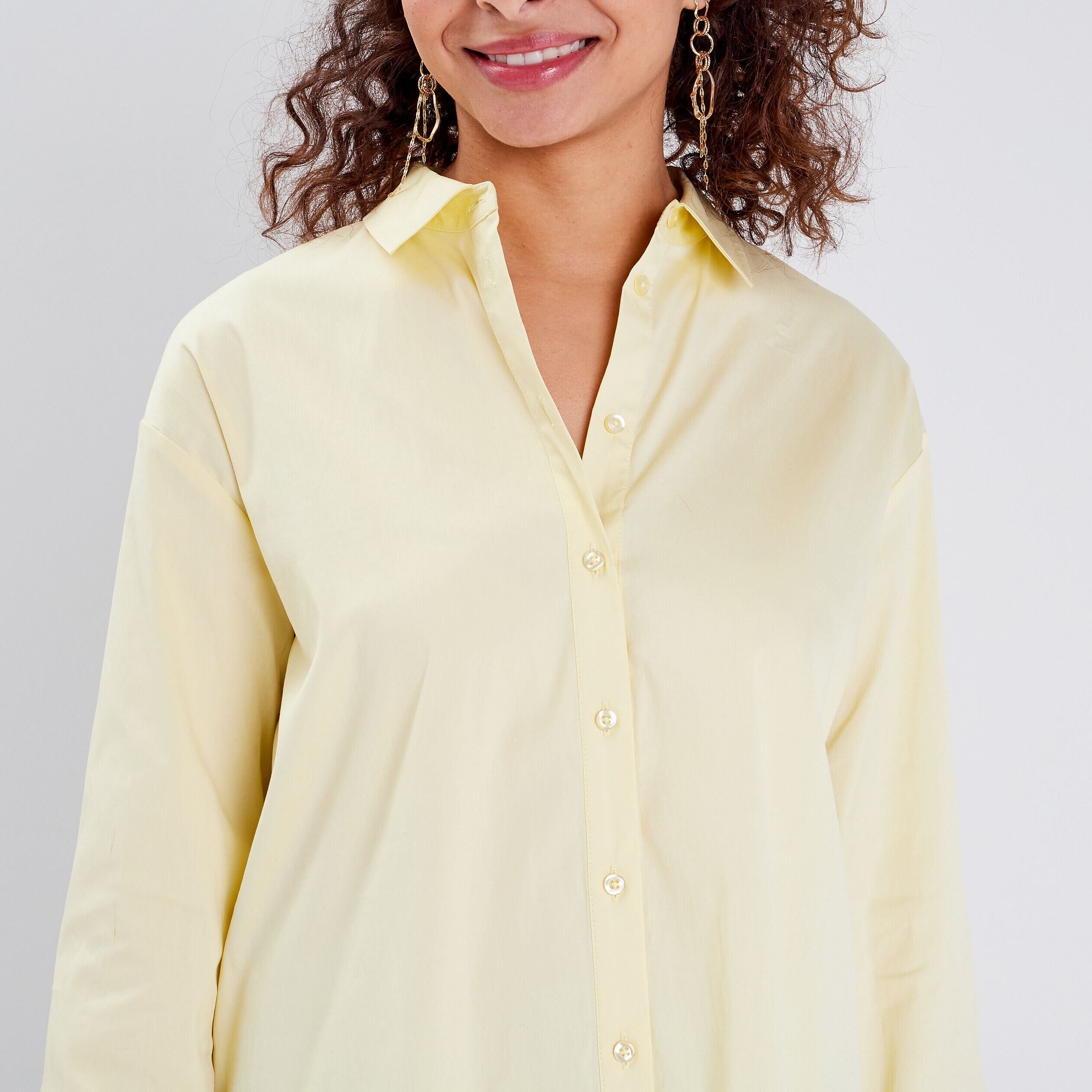 Chemise manches longues jaune clair femme | Cache Cache