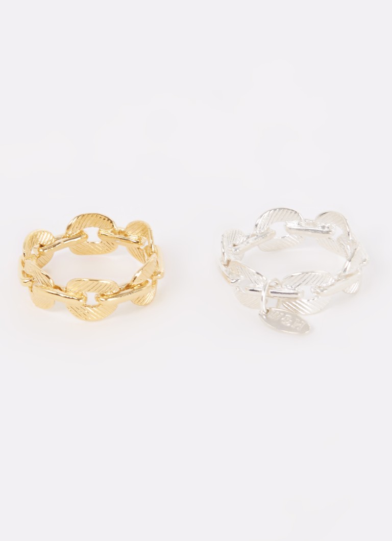 Anelli Wouters & Hendrix Double Chain placcati in oro, venduti in set da 2