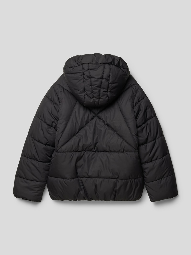 Steppjacke mit Kapuze mit Statement-Print in schwarz