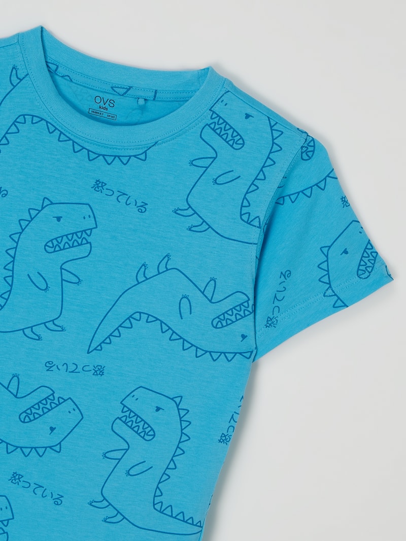 T-Shirt mit Allover-Print in violett