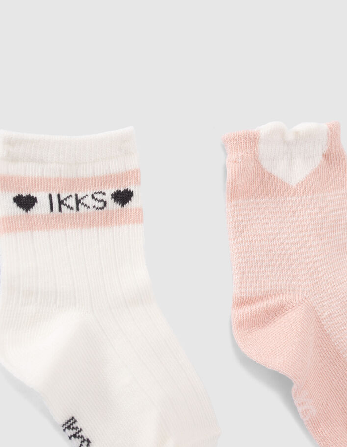 Chaussettes écrues et roses bébé fille