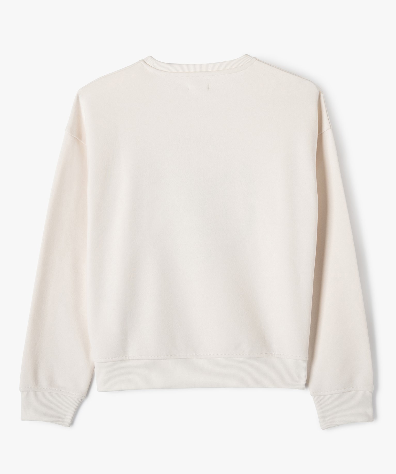 Sweat molletonné avec inscription brodée fille beige | GEMO