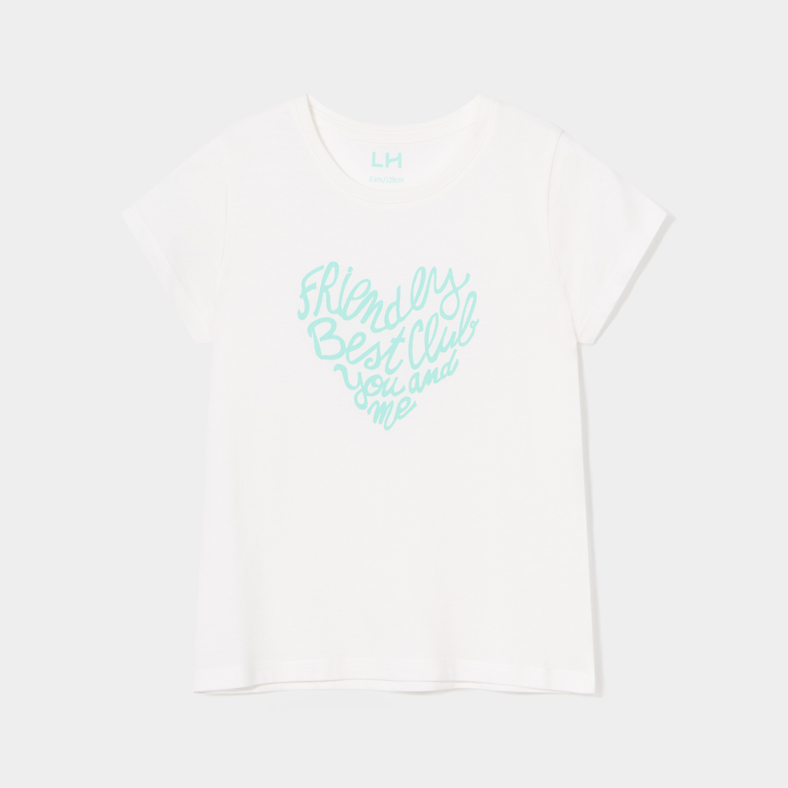 T-shirt manches courtes coton ivoire fille | La Halle