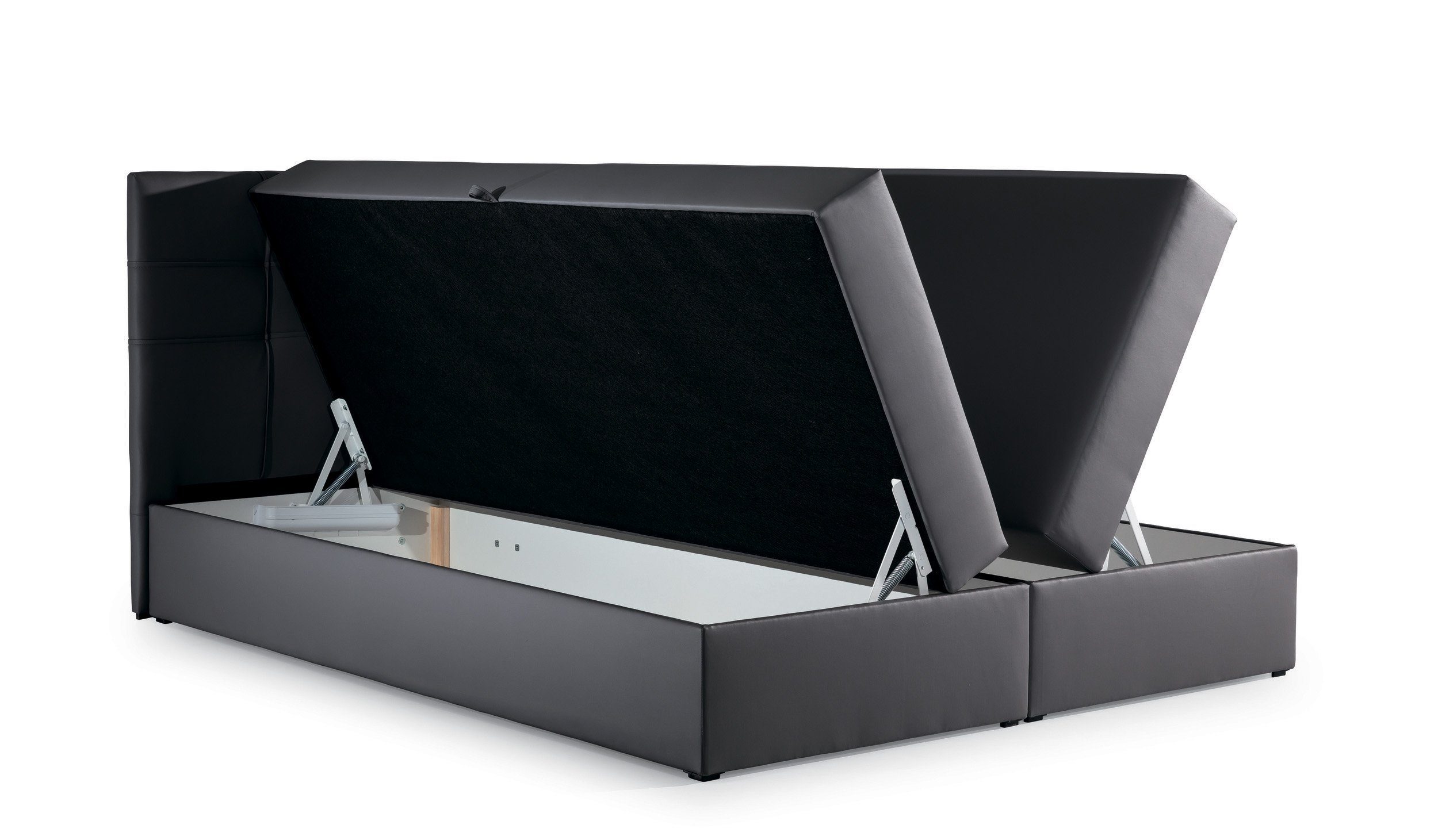 Stylefy Boxspringbett Stefan (Schlafzimmerbett, Bett), 120/140/160/180 x 200 cm, mit Topper, Kopfteil gepolstert, Bettkasten, made in Europa, Modern Design
