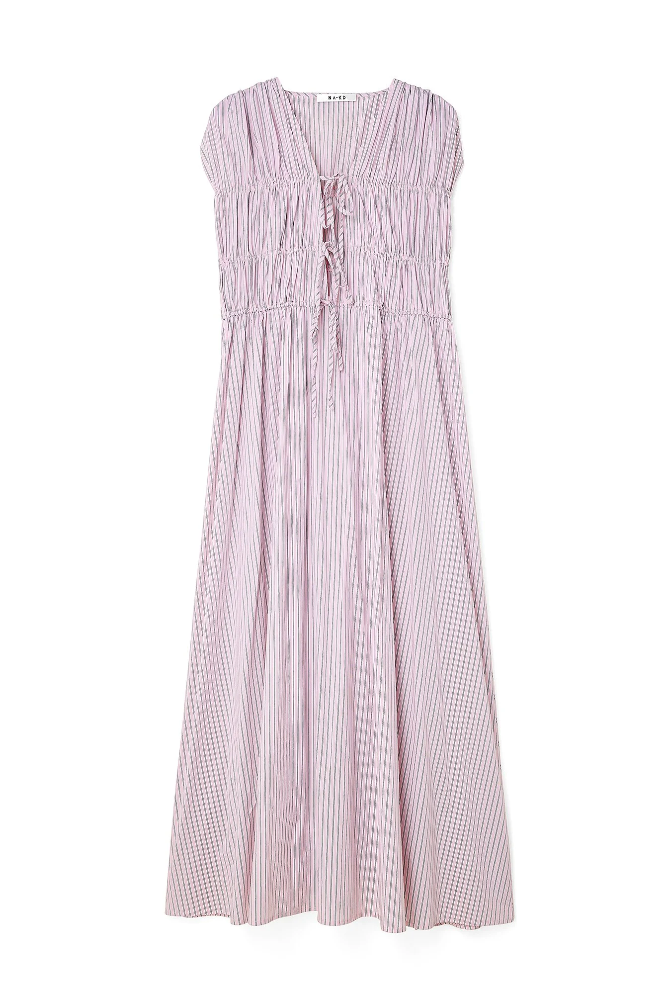 Striped Tie Chest Detail Maxi Dress