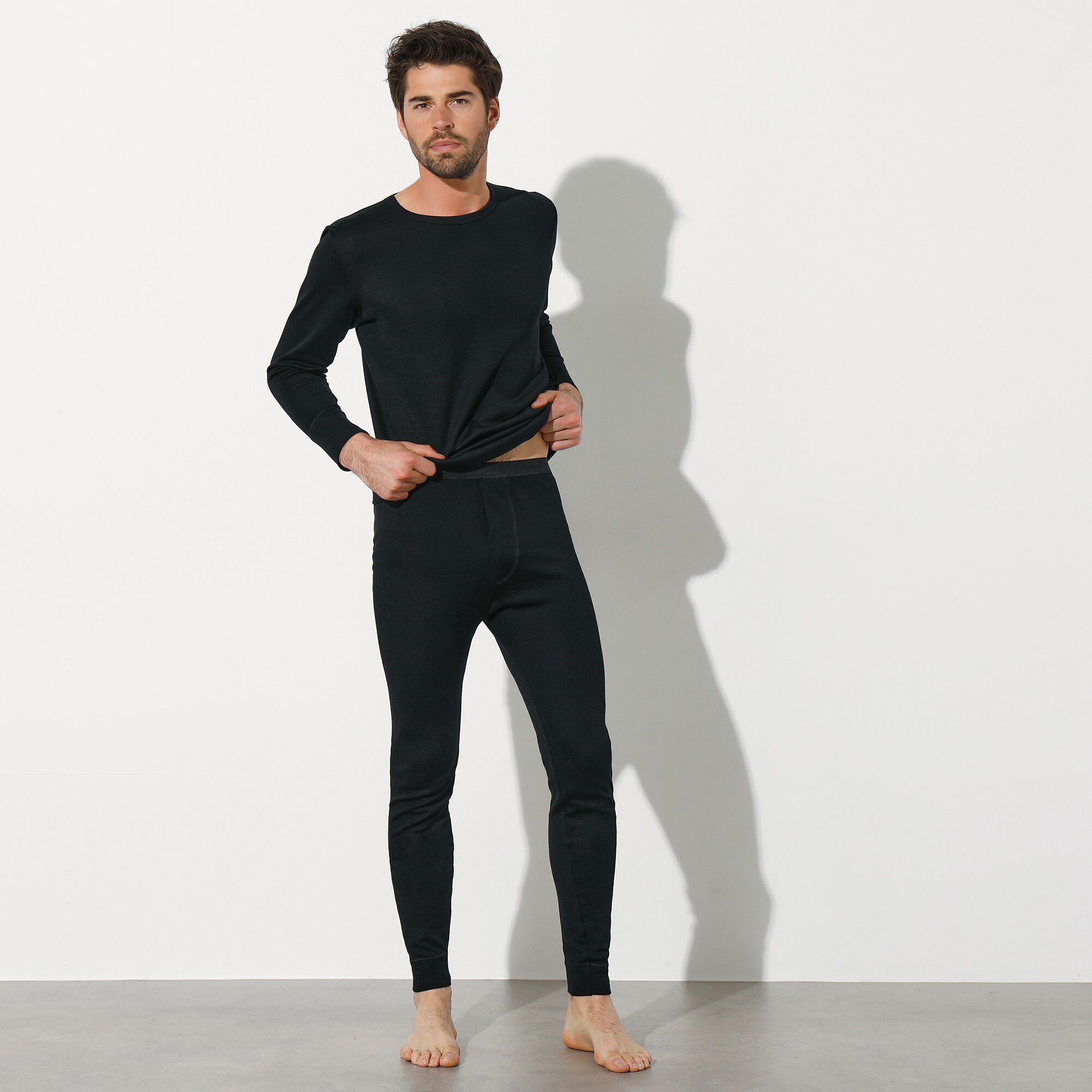 Caleçon long tricot double face ligne chaude