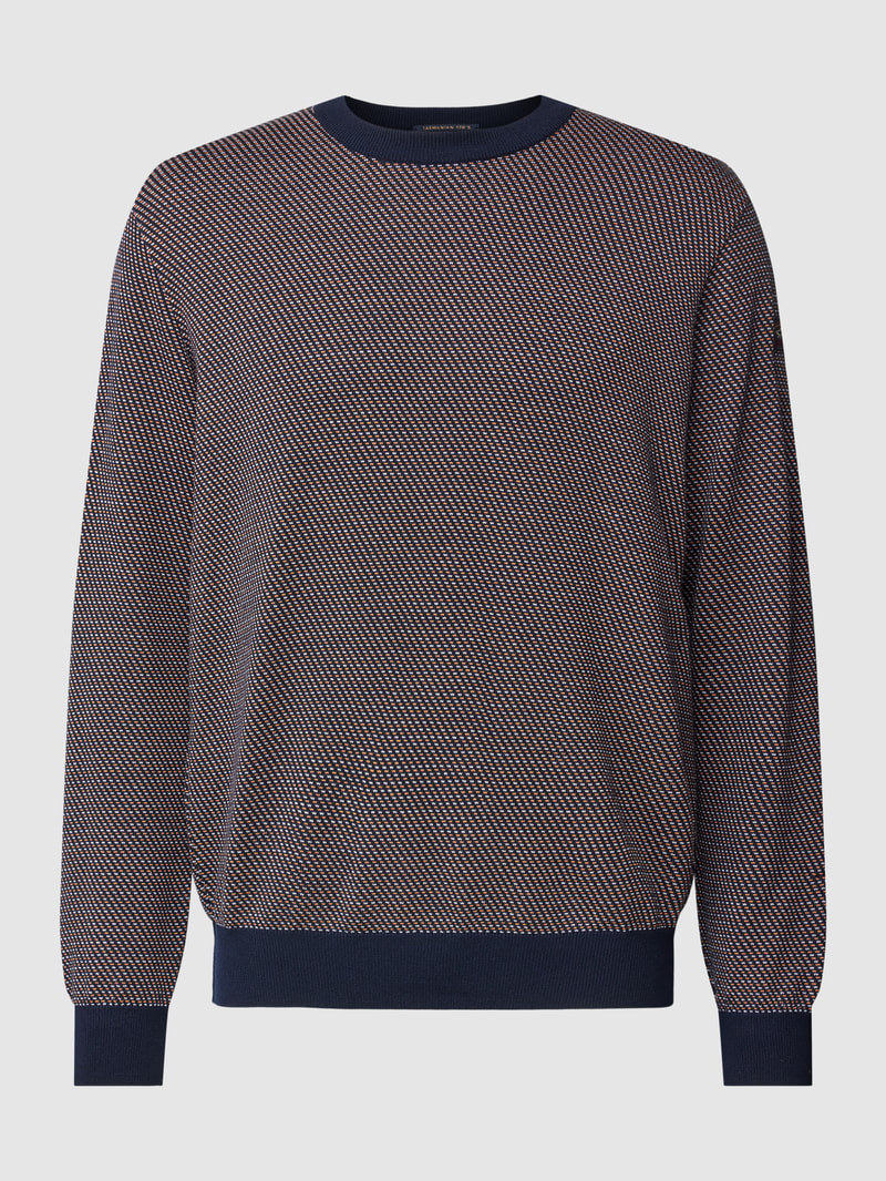 Strickpullover aus Lanawolle mit Label-Patch in orange
