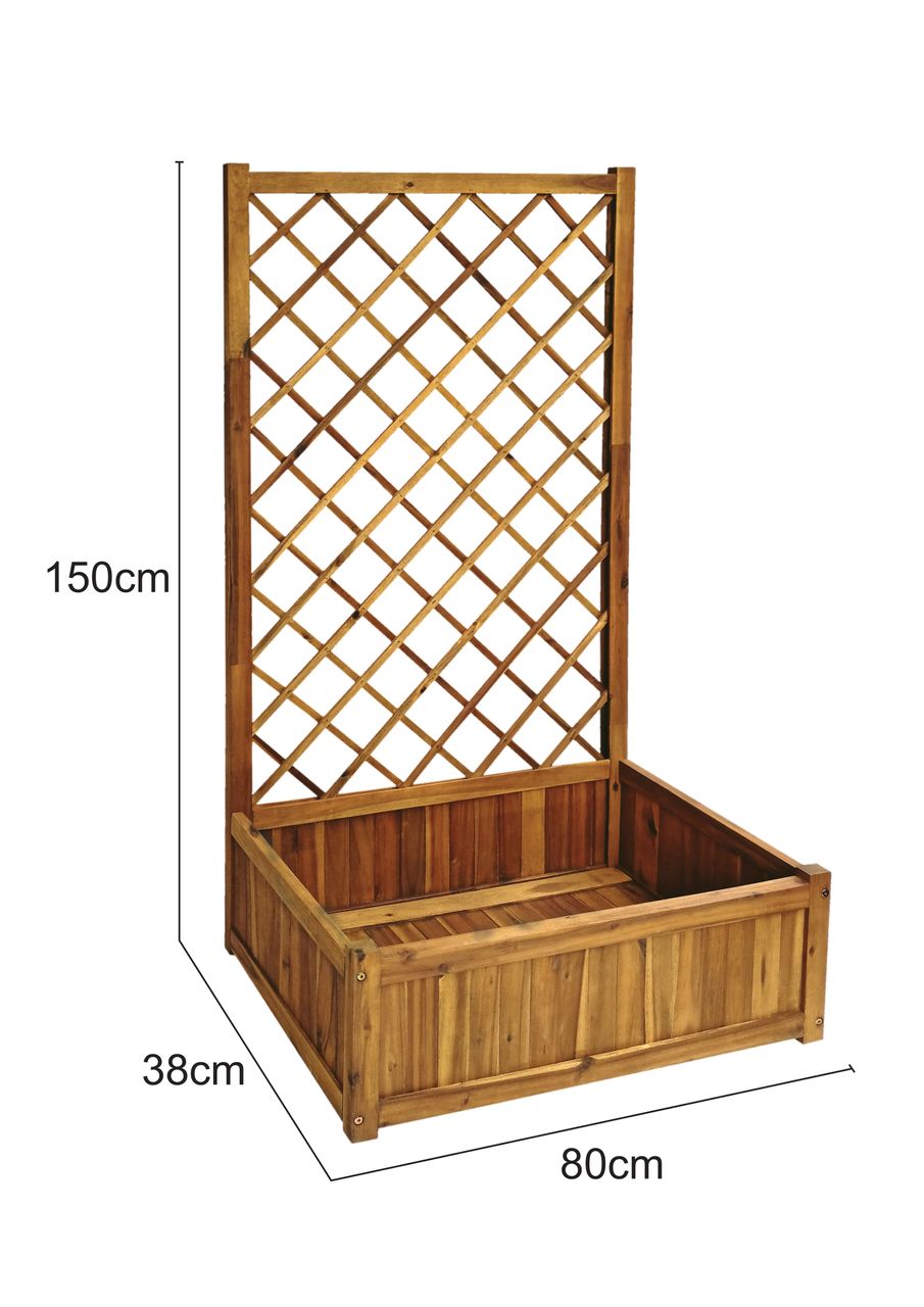 Hardin 1fachgut Pflanzkasten Pflanztopf Blumentopf mit Rankhilfe 150 x 80 x 38 cm FSC braun