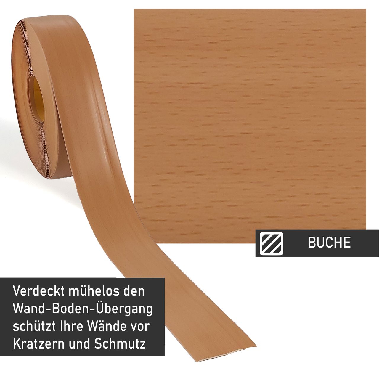 Lemodo Weichsockelleiste buche, 5m Rolle
