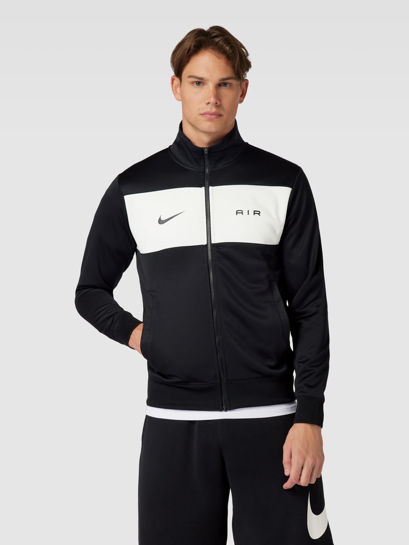 Sweatjacke mit Label-Print in schwarz