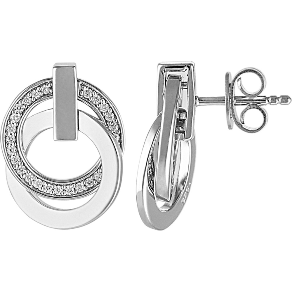 Jette Boucles d'oreilles à fermoir à poussette 925 Argent rhodié Boucles d'oreilles