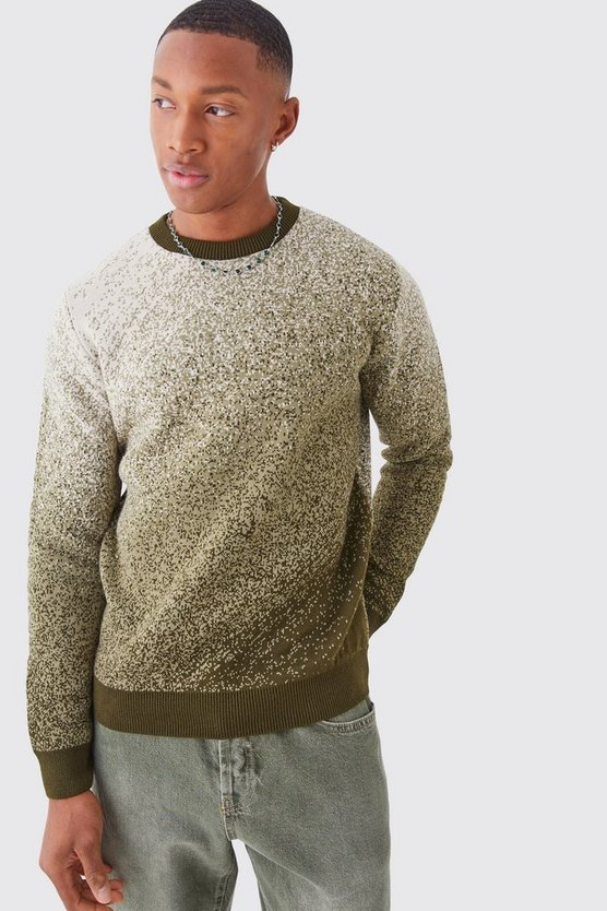 Rundhals-Strickpullover mit Farbverlauf