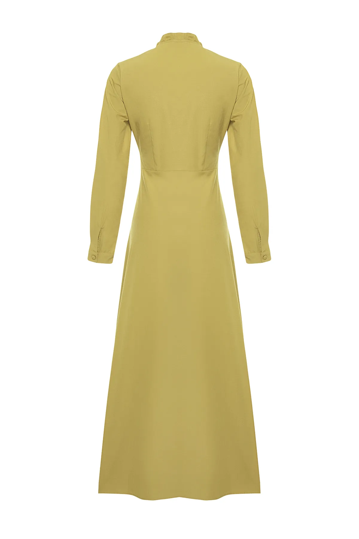 Trendyol Modest  Khakifarbenes Kleid aus Baumwollgewebe mit ausgestelltem Rock TCTSS24EB00149