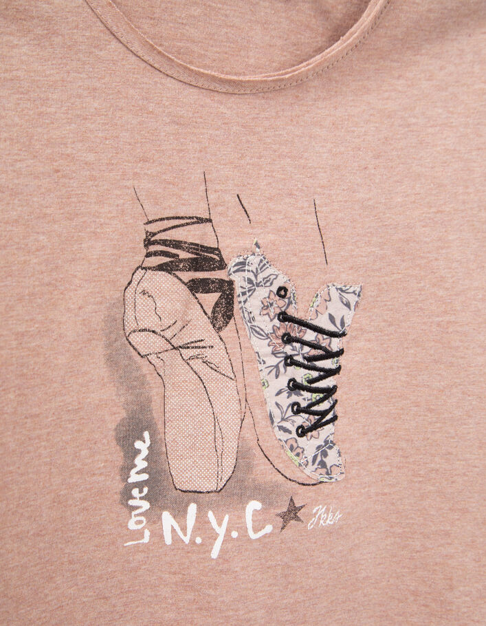 T-shirt rose visuel ballerines-baskets fille