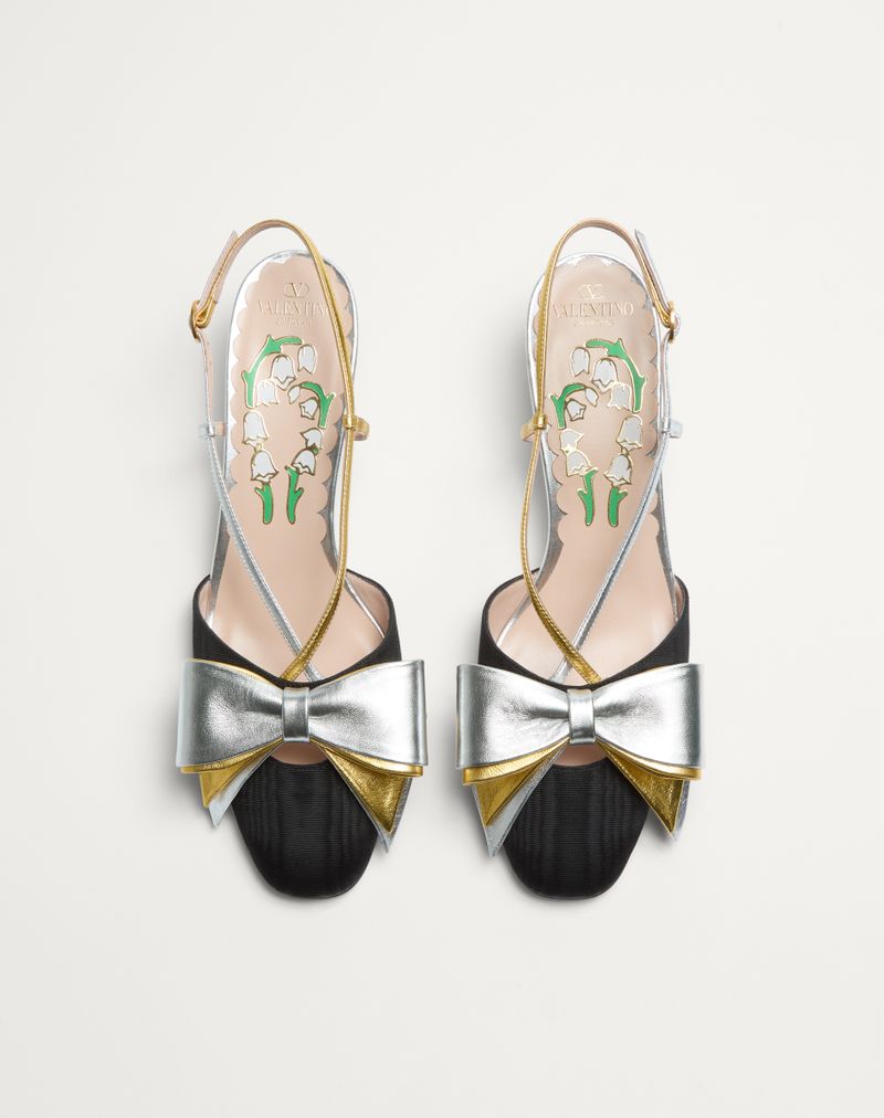 Bowow Slingback Decote Em Tecido Moiré 45mm