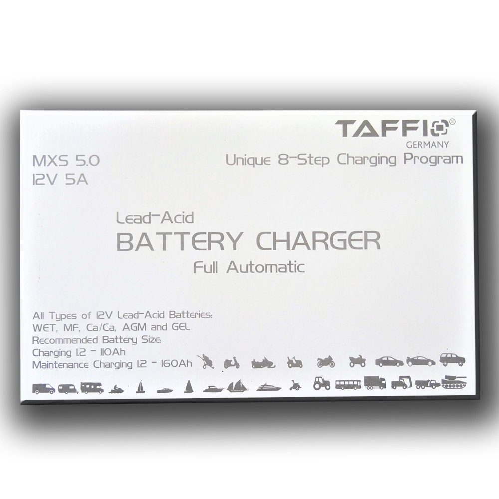 TAFFIO MXS 5. KRAFTPAKET Motorrad Auto Batterie Ladegerät 12V 5A 8Stufen120Ah Autobatterie-Ladegerät