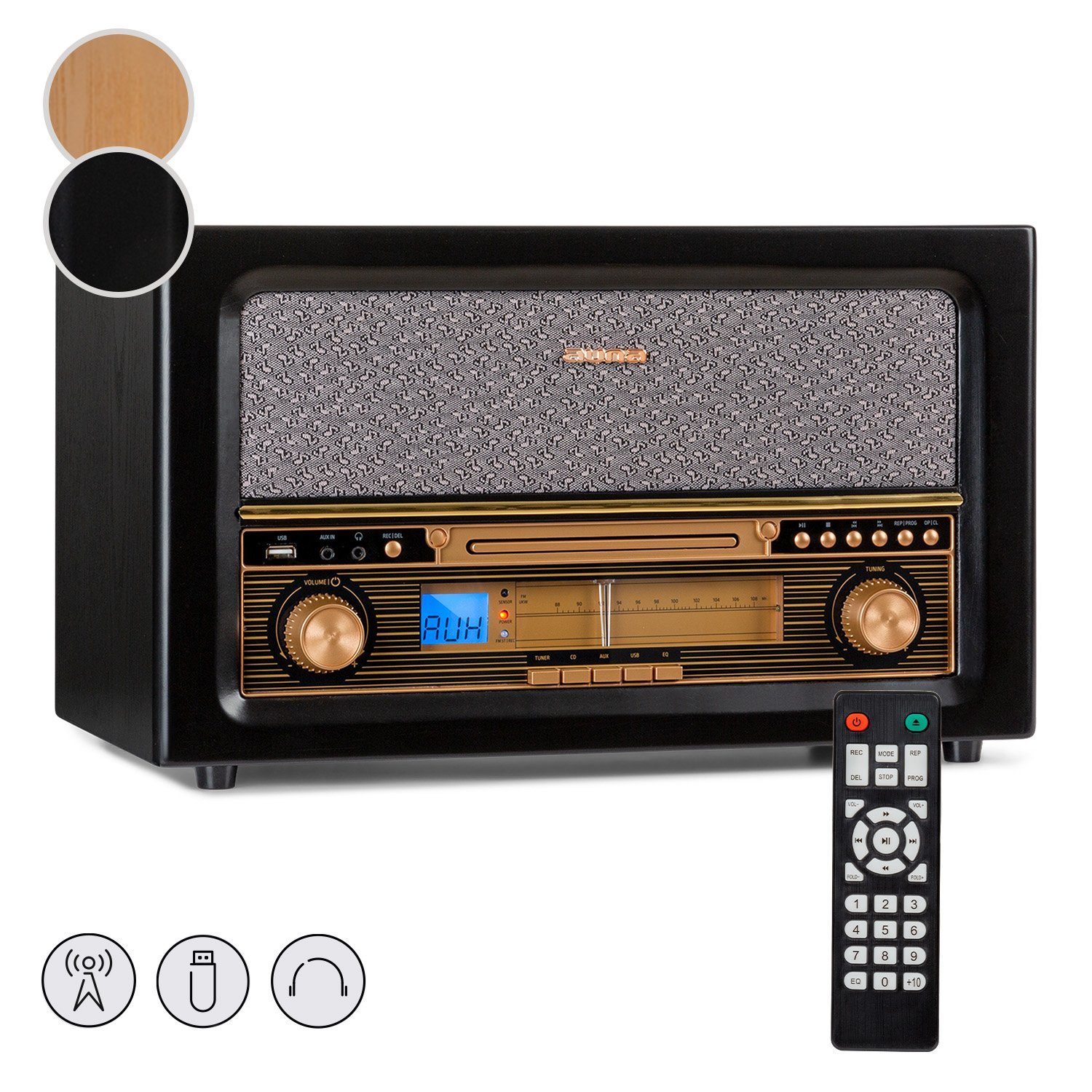 Auna Belle Epoque Stereoanlage (UKW-Radiotuner, 5 W)