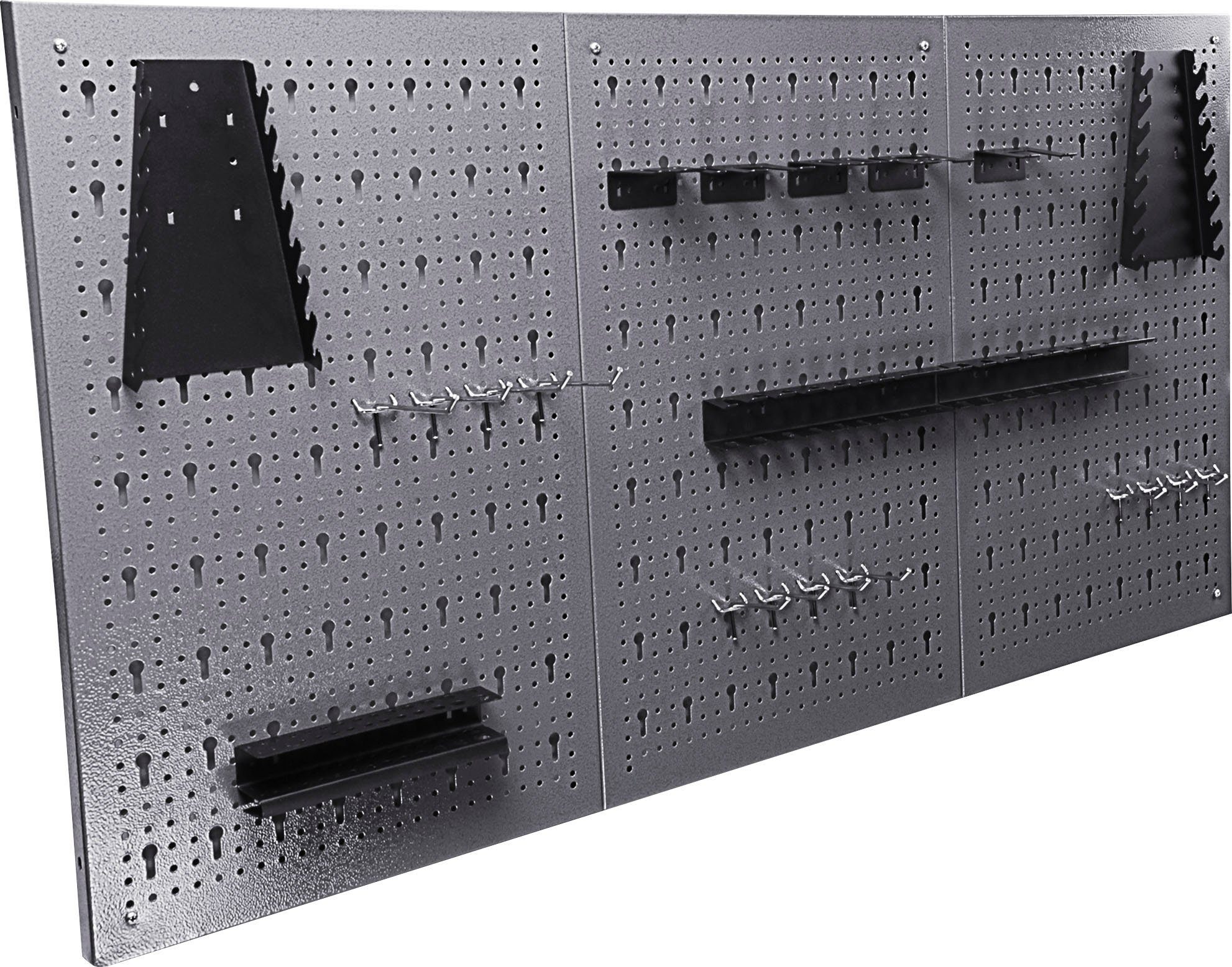 ONDIS24 Werkstatt-Set, (4-tlg), mit 2 Werkbänken, Werkzeugschrank & Lochwand