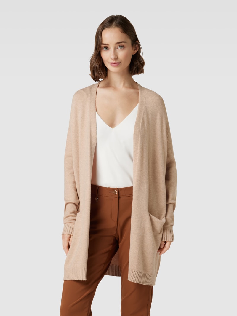 Cardigan mit gerippten Ärmelabschlüssen in beige meliert