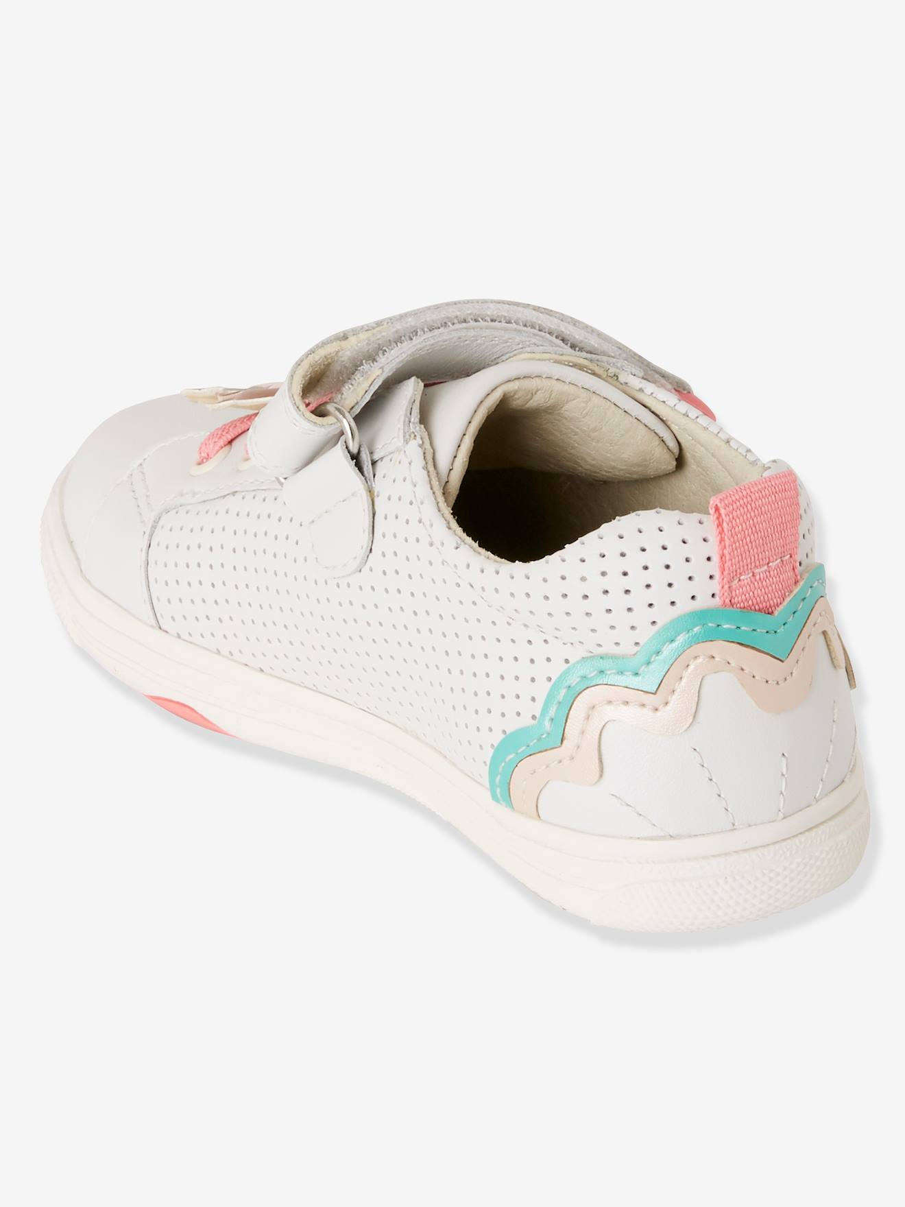 Tennis en cuir fille collection maternelle blanc