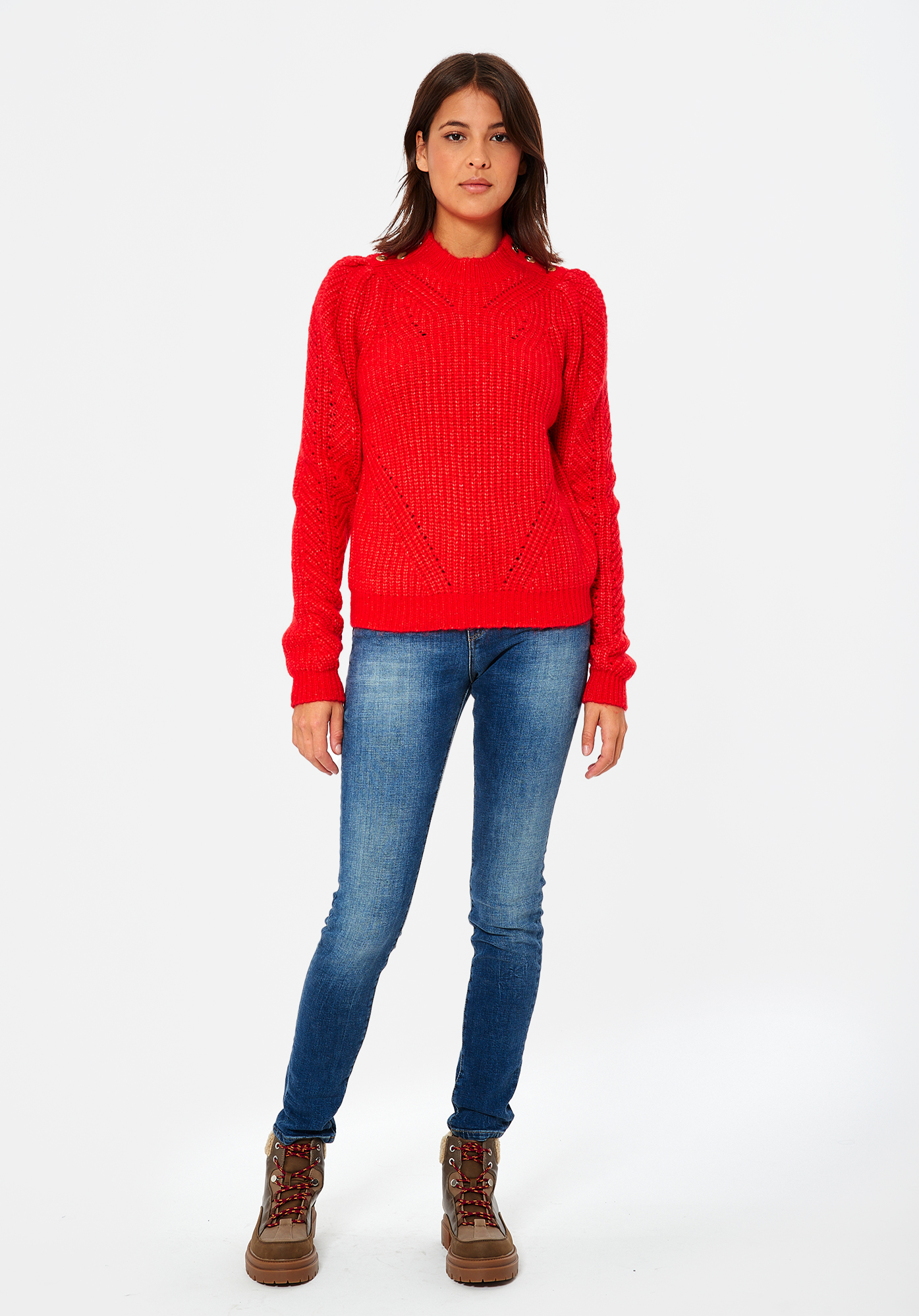 FOUJE  Pull en maille rouge Femme