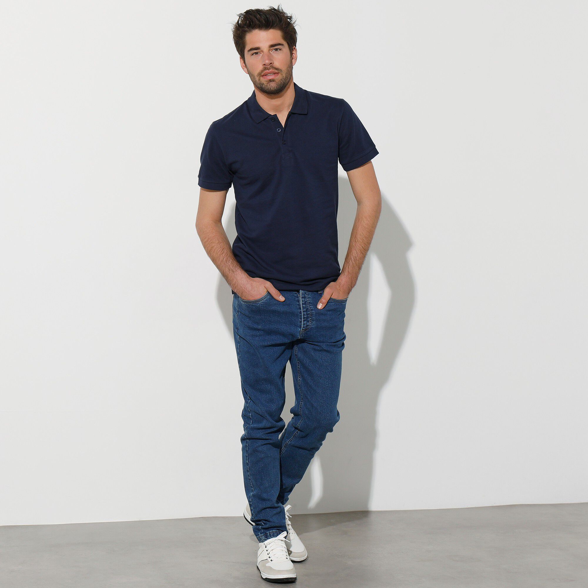 Polo uni maille piquée manches courtes