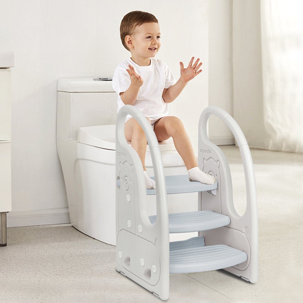 Onasti Baby-Toilettensitz Tritthocker Dreistufiger Kinderhocker für Bad, Schlafzimmer, Küche
