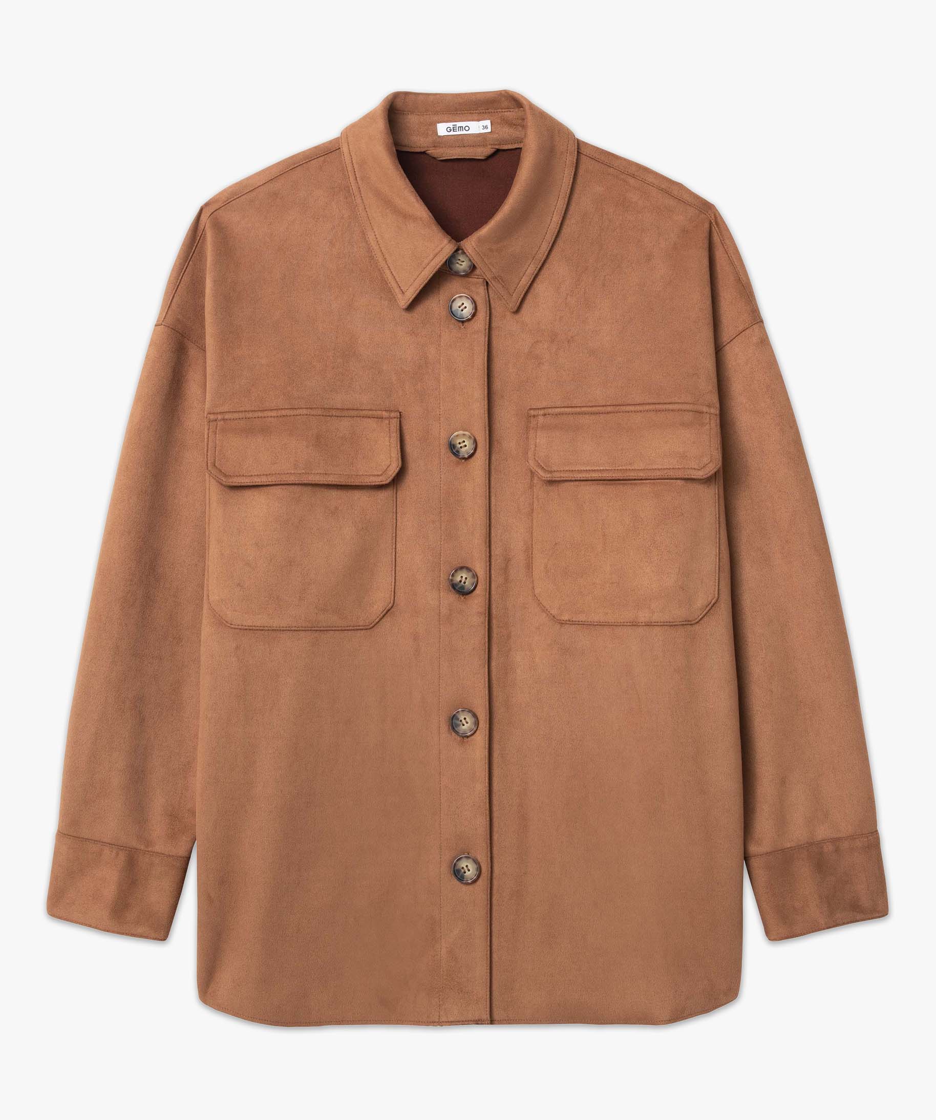 Veste femme forme chemise en suédine camel | GEMO