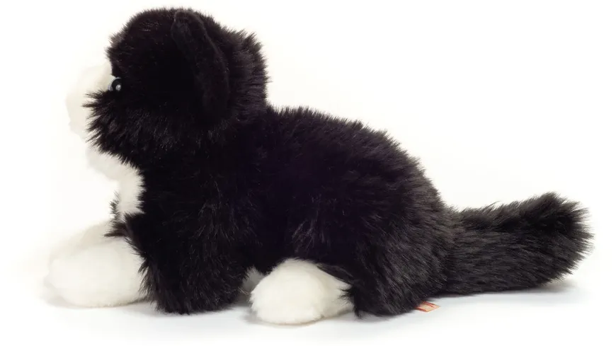 Teddy-Hermann - Katze liegend schwarz/weiß, 20 cm