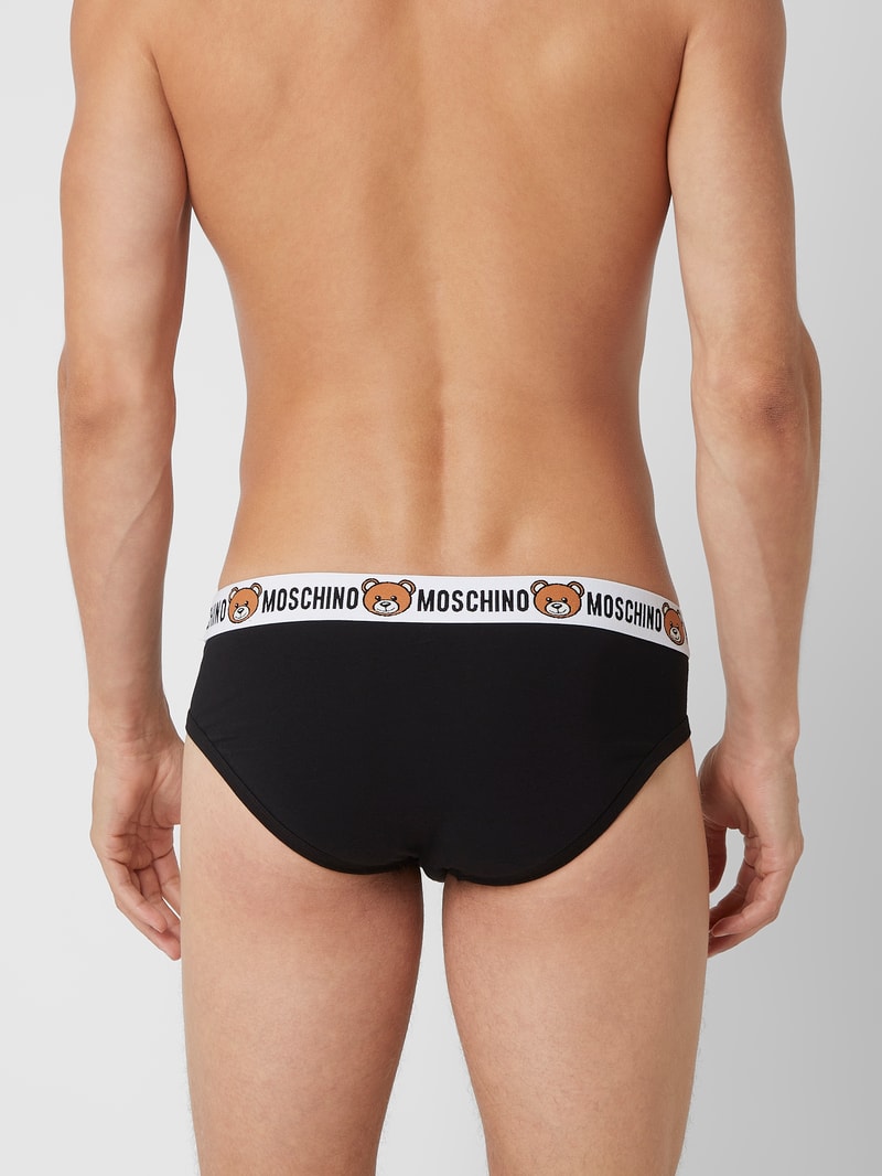 Slip mit Stretch-Anteil im 2er-Pack in schwarz