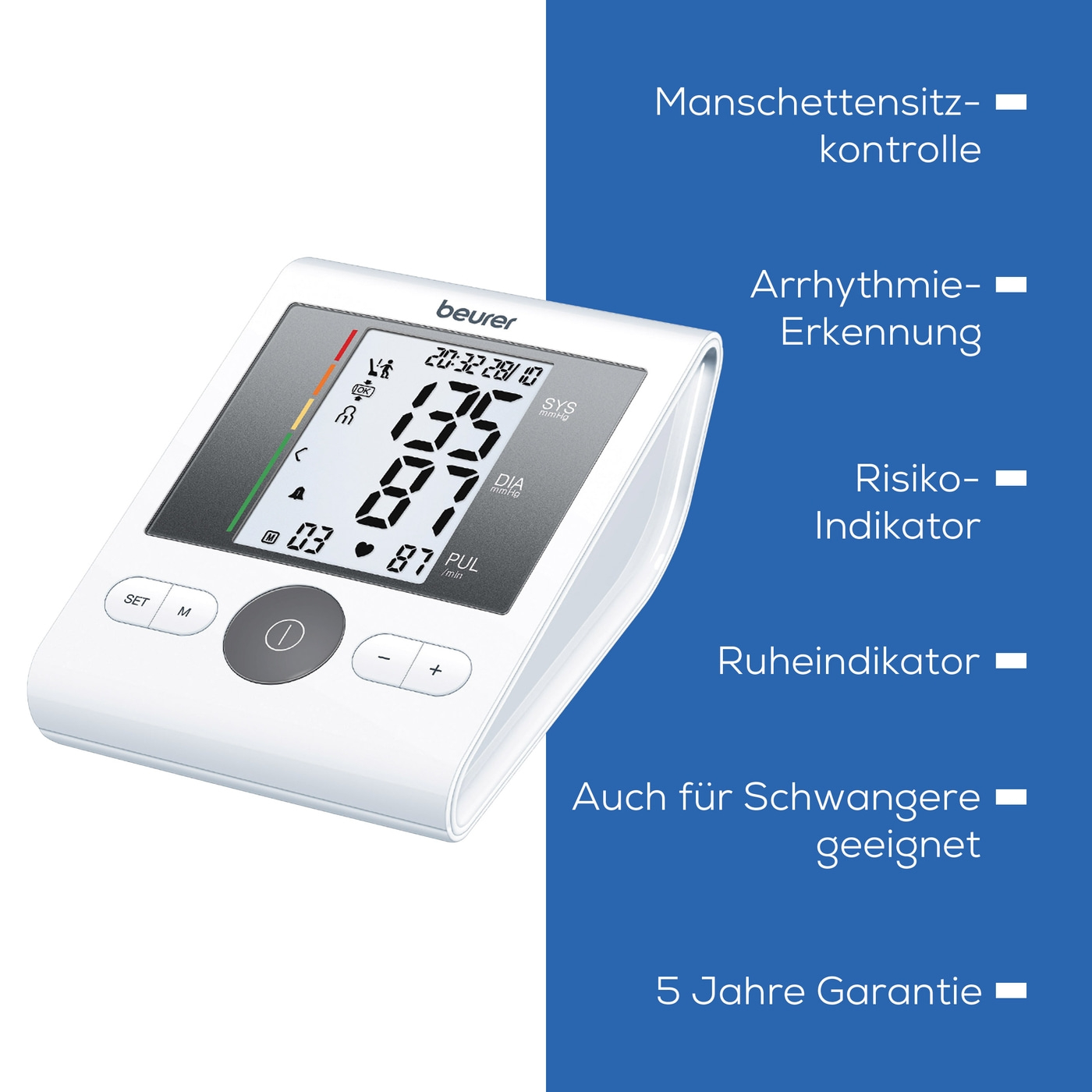 Beurer Oberarm-Blutdruckmessgerät BM 28-Oberarm-Blutdruckmessgerät mit Sitzkontrolle & Ruheindikator