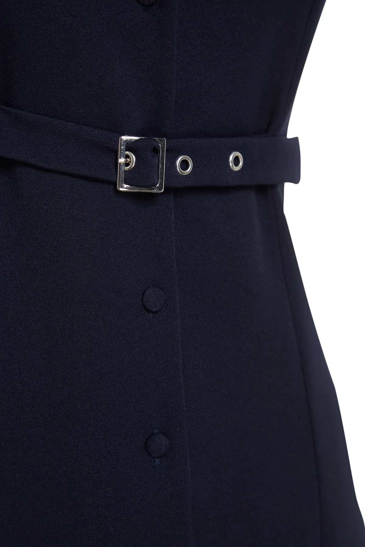 Trendyol Collection  Marineblaues, gewebtes Mini-Jackenkleid mit Gürtel TWOSS23EL02049