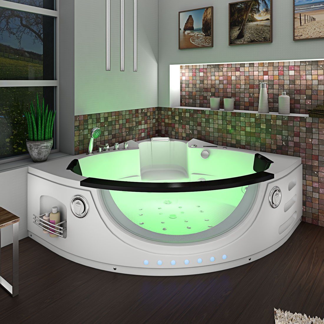 AcquaVapore Whirlpool-Badewanne Whirlpool Pool Badewanne Wanne W06H 152x152cm