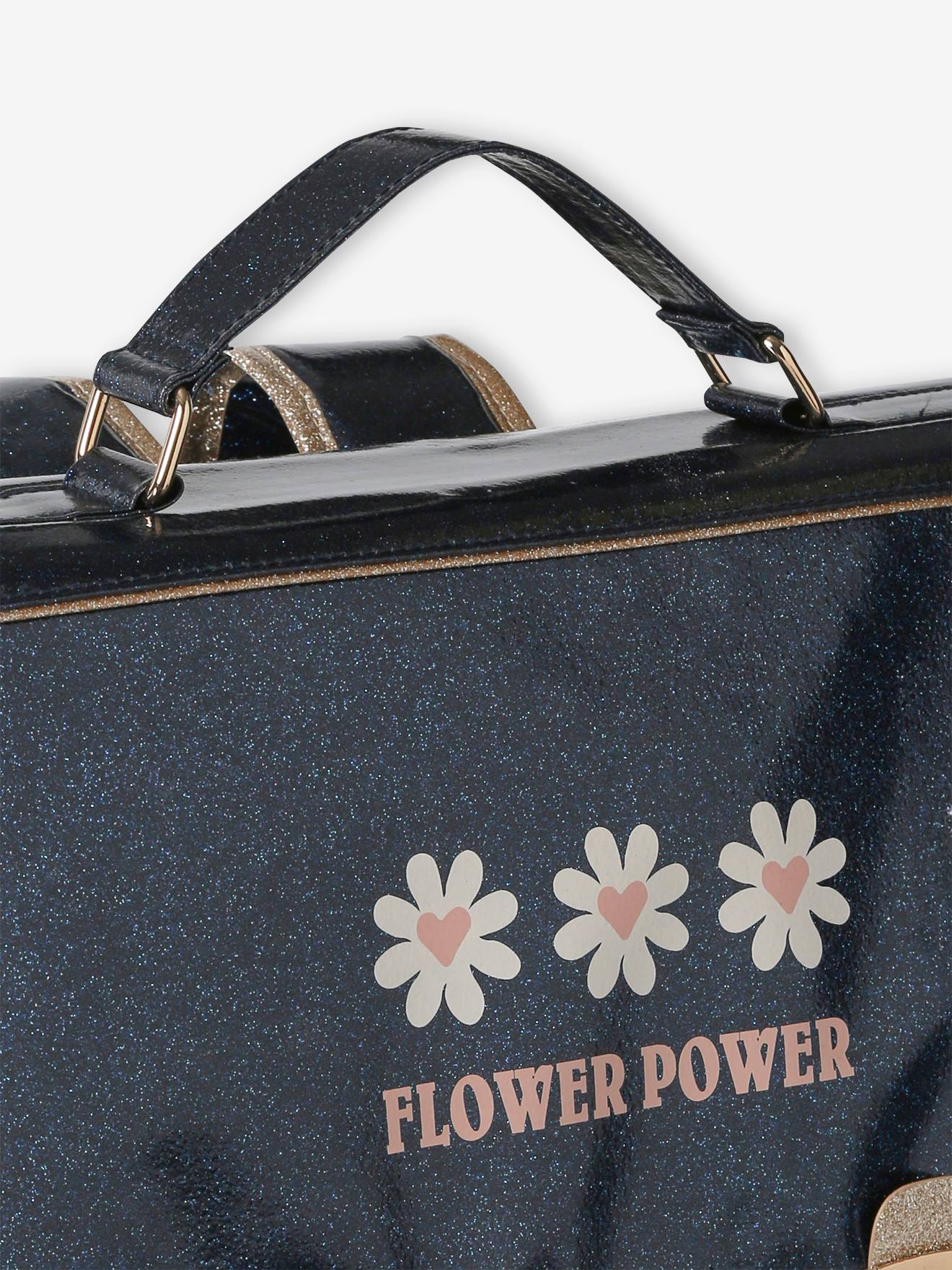 Vertbaudet Mädchen Schulranzen & Federmappe FLOWER POWER - nachtblau