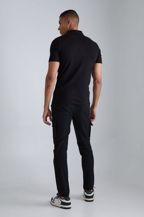 Muscle-Fit Poloshirt mit Reißverschluss