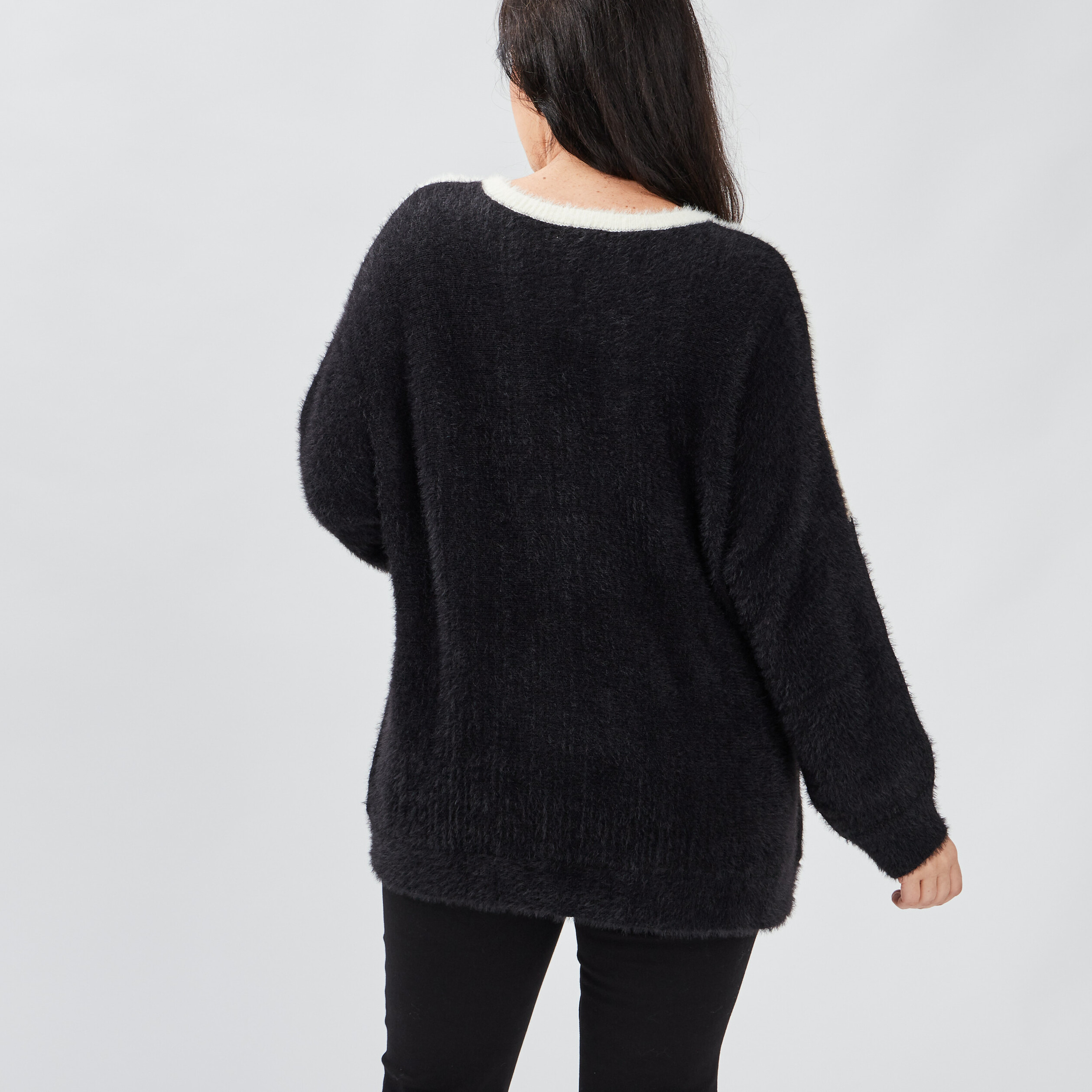 Pull manches longues noir femme grande taille | La Halle