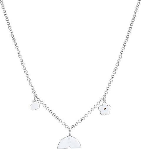 Elli Halskette Kinder Regenbogen Herz Blume Kristalle 925 Silber