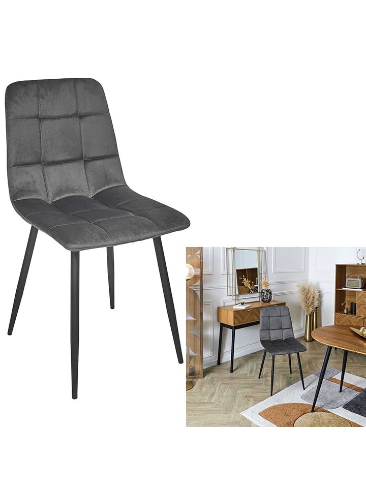 Rétro Chic Esszimmerstuhl ''Mateo'' in Grau - (B)45 x (H)88 x (T)52 cm günstig kaufen onesize