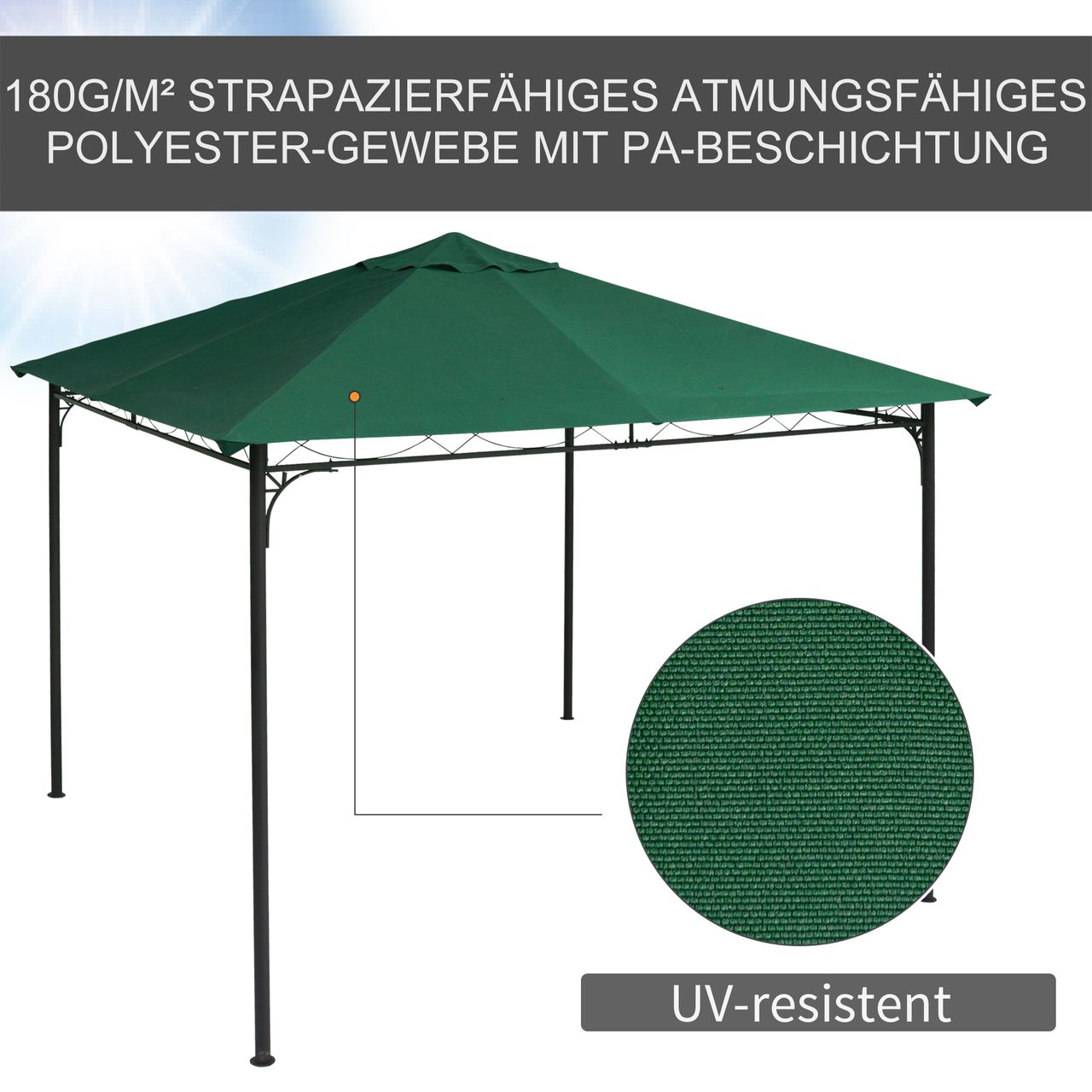 Outsunny Pavillondach Ersatzdach Pavillonabdeckung Polyester Grün 3x3m