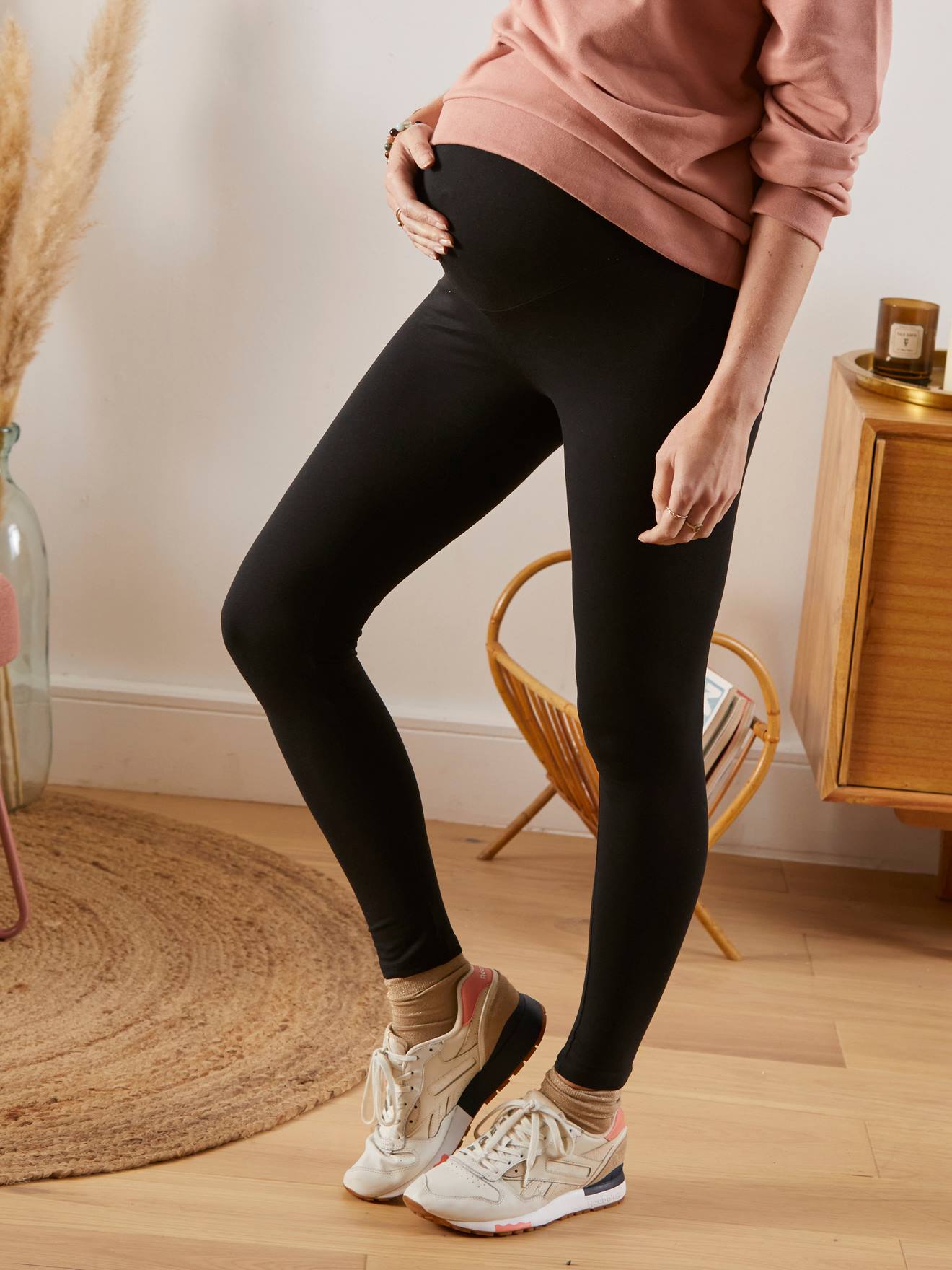 Lot de 2 leggings de grossesse en maille stretch lot noir et gris