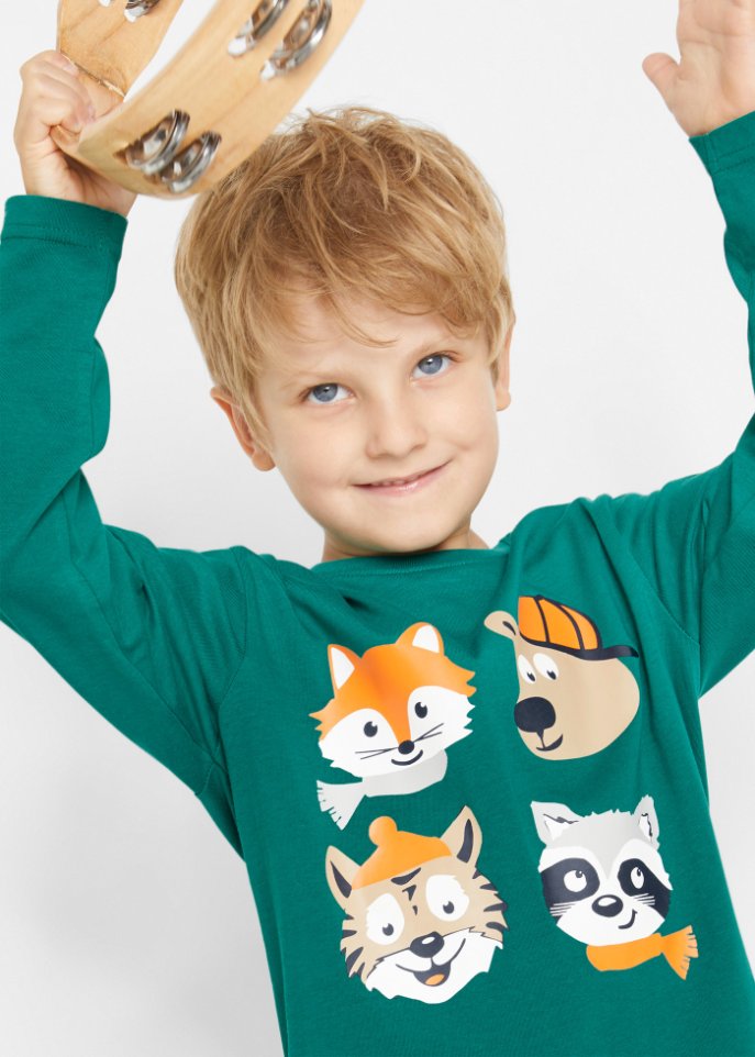 Jungen Langarmshirt aus Bio Baumwolle (2er Pack)