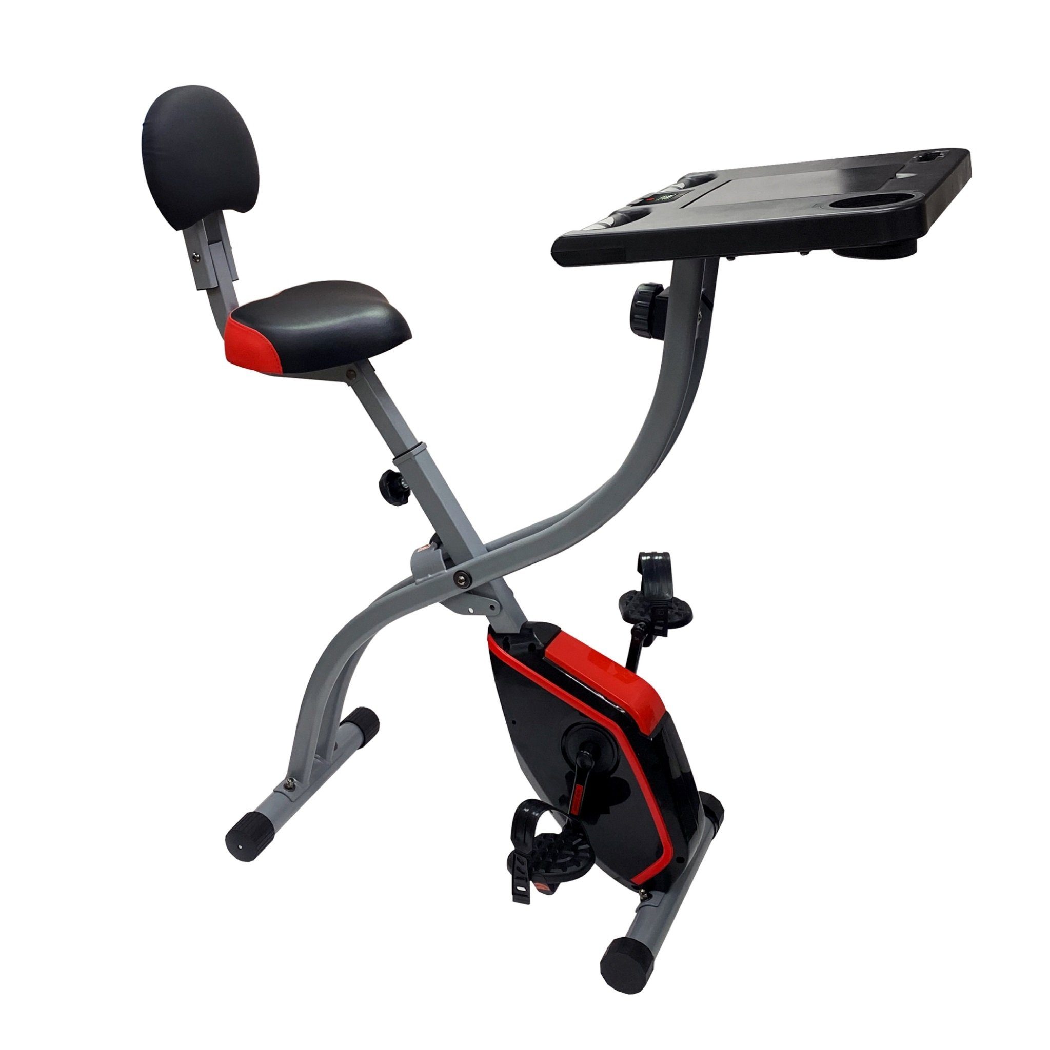 Zoomyo Heimtrainer Work, Hometrainer mit Schreibtisch, Tablet/Smartphone Halterung, Schwungrad: ca. 1,5 kg