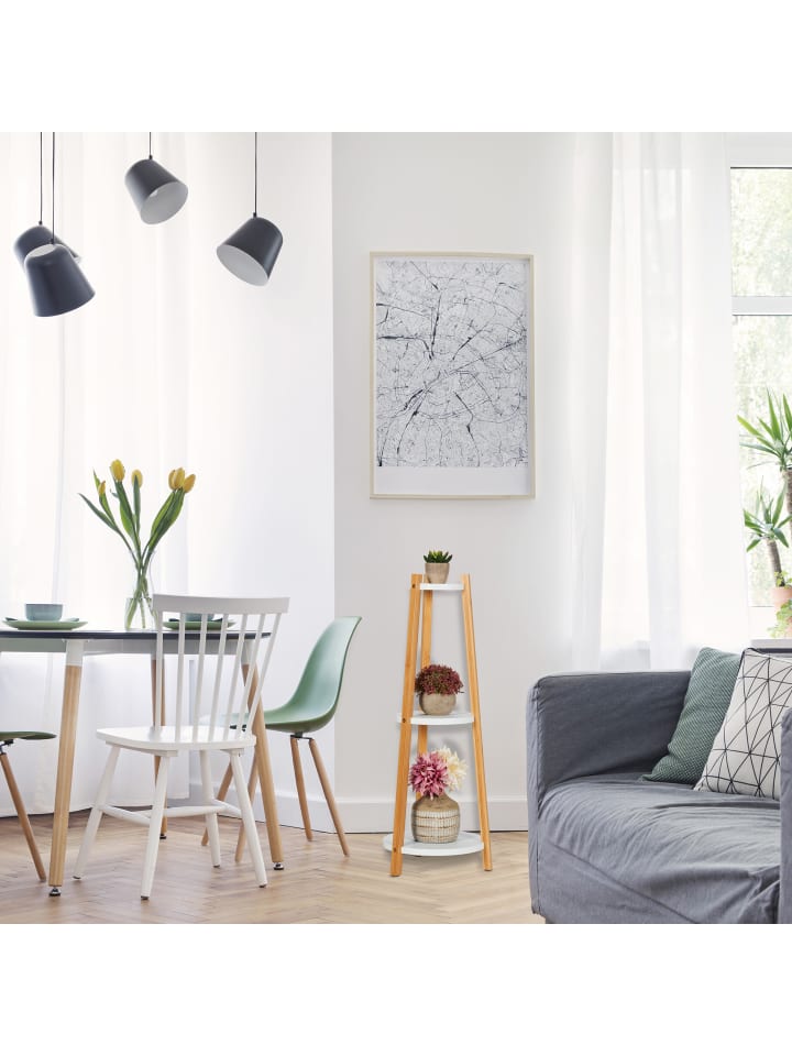 relaxdays Pflanzenständer in Weiß/ Natur - (H)73,5 x Ø 28 cm günstig kaufen onesize