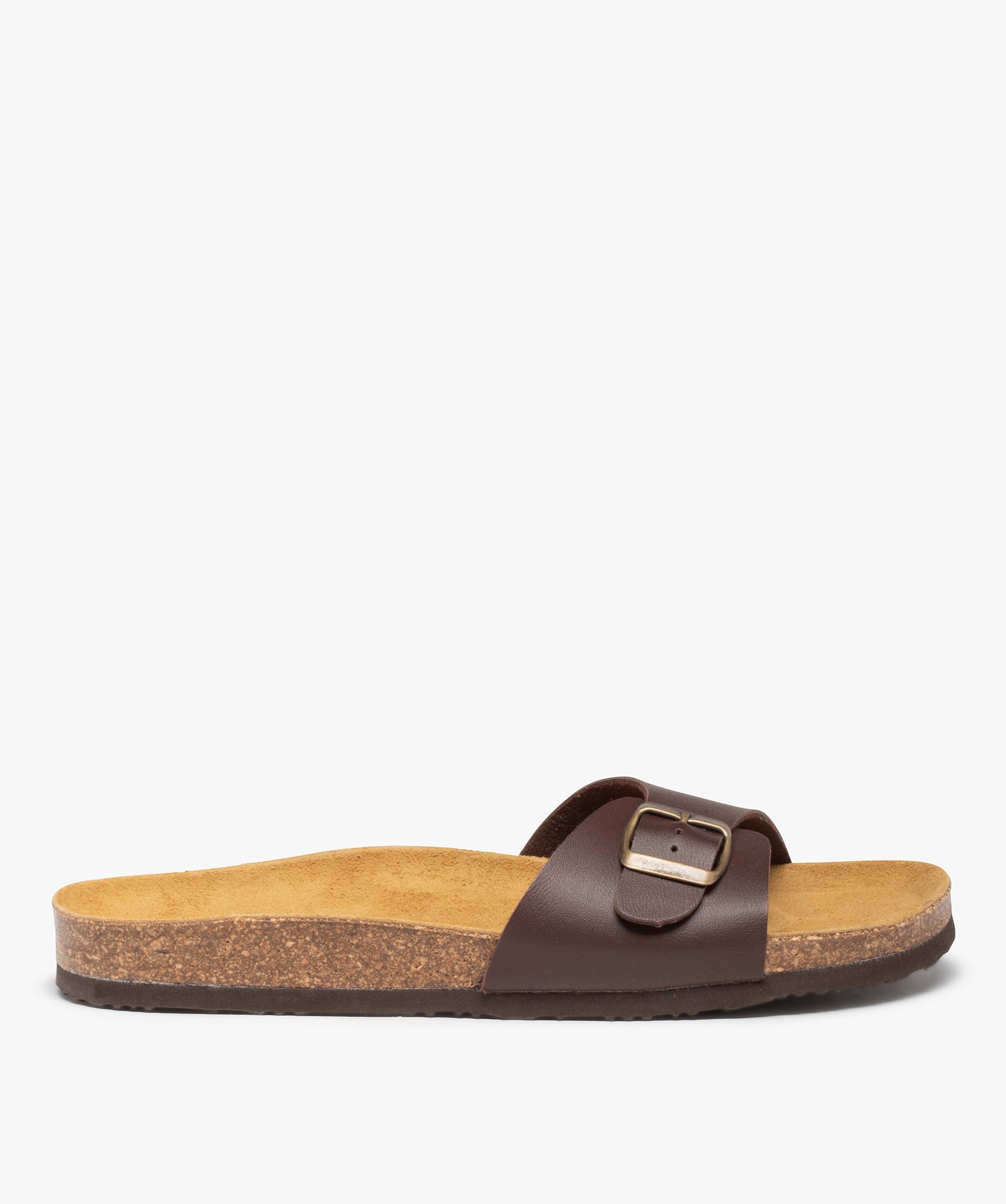 Sandales homme avec large bride à boucle marron | GEMO