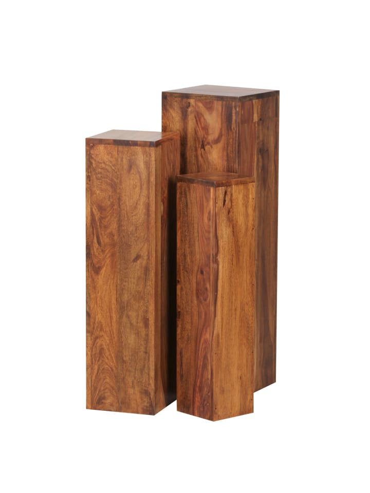 KADIMA DESIGN 3-teilige Beistelltisch-Sets aus Massivholz, einzigartige Maserung in Braun günstig kaufen onesize