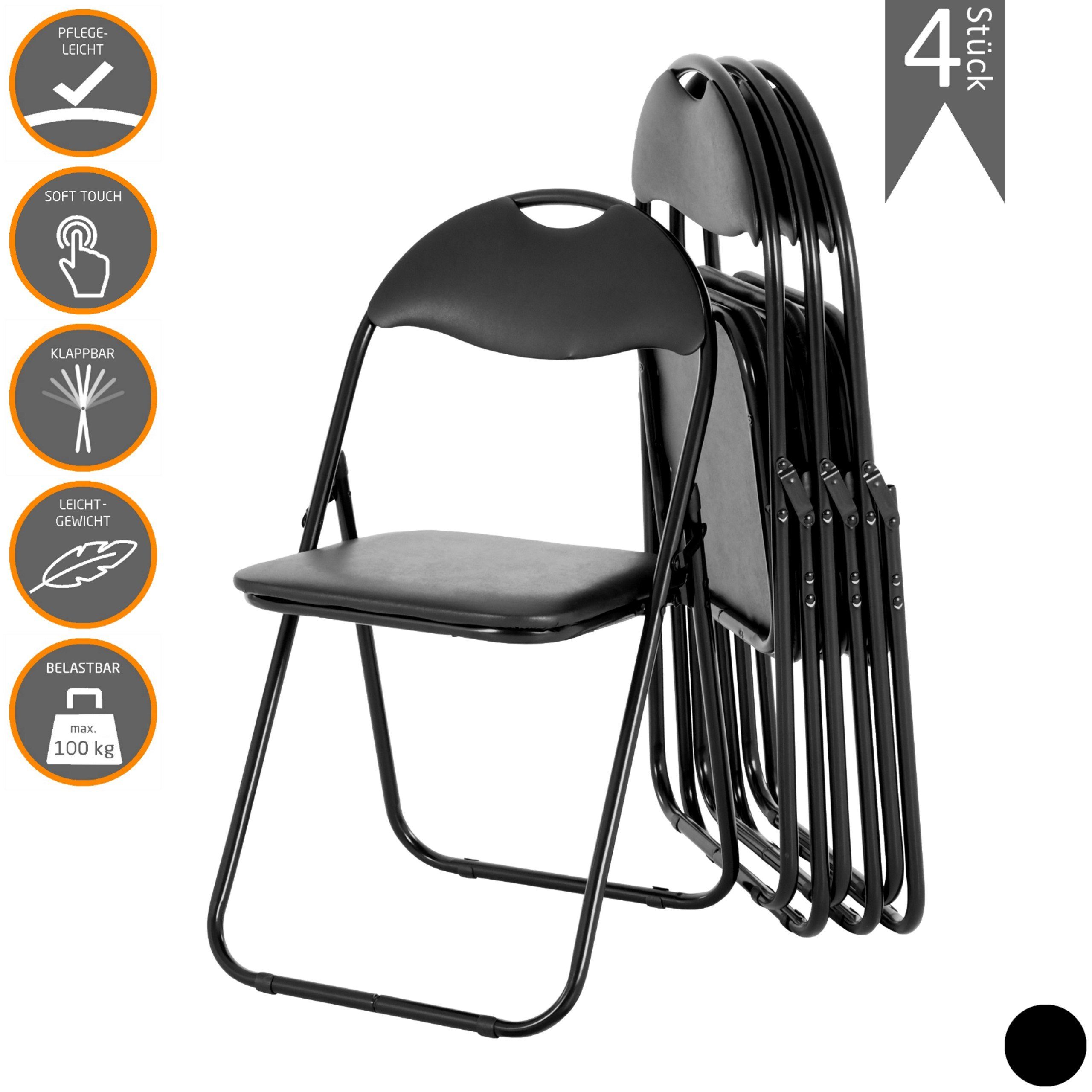 Raburg Klappstuhl PAUL, stabiles Faltstuhl/Gästestuhl-Set aus Stahl, verschiedene Farben (Set), Soft-Kunstleder, gepolstert, bis 100 kg belastbar, pro Stuhl 3,5 kg